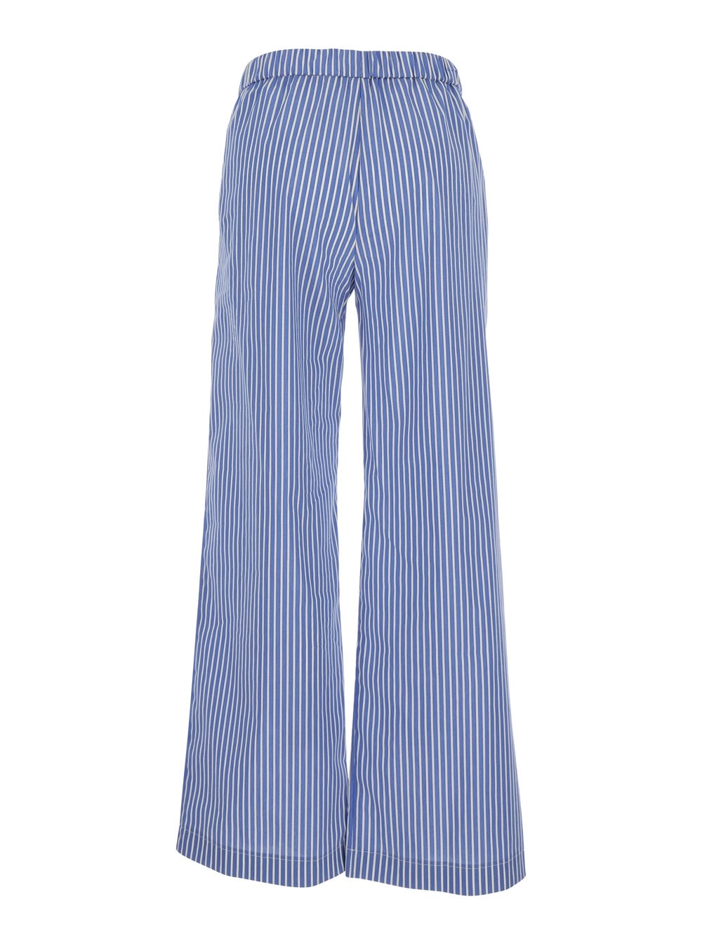 Leplain Pantaloni  con Gamba Ampia e Motivo a Righe All-Over in Misto cotone Azzurri Donna, view 2