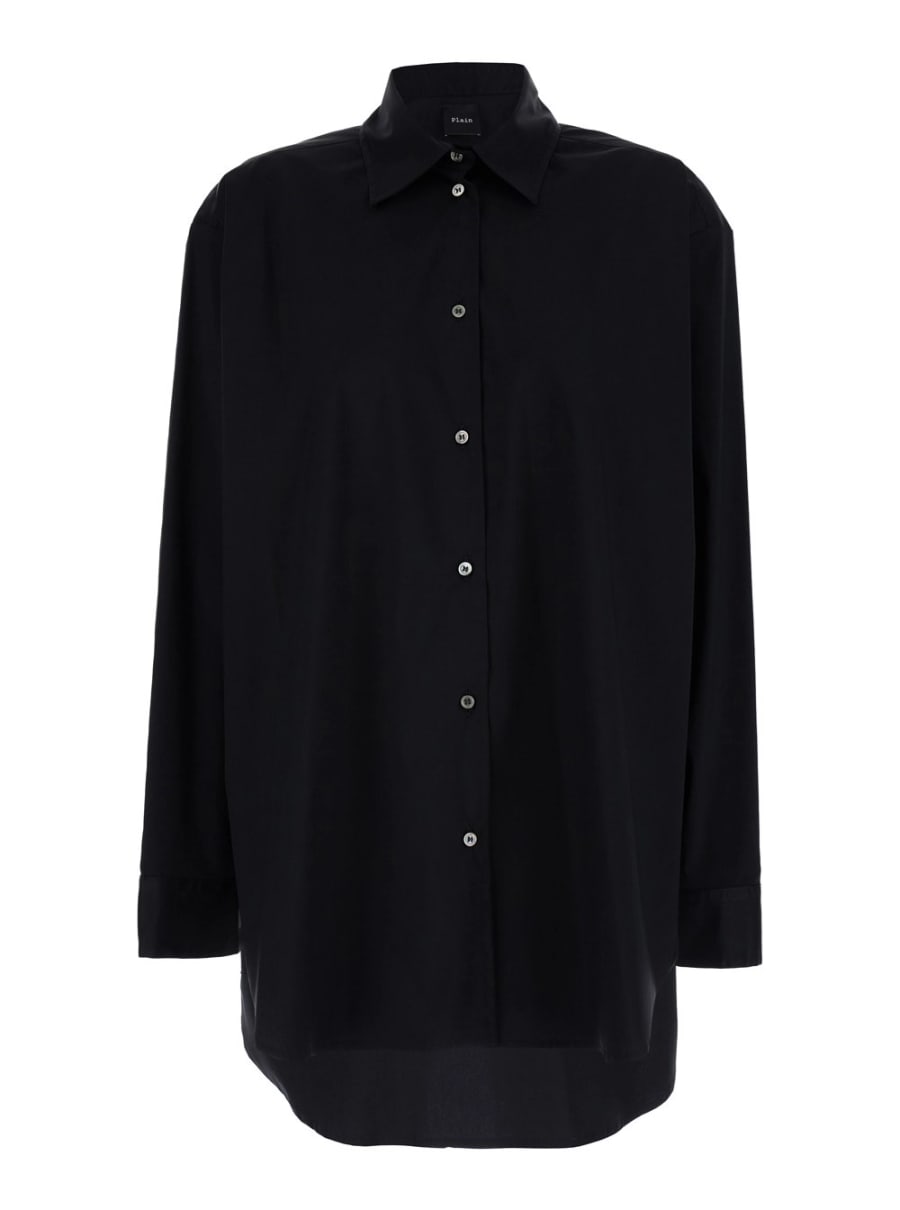 Leplain Camicia Oversize in Cotone Nera Donna