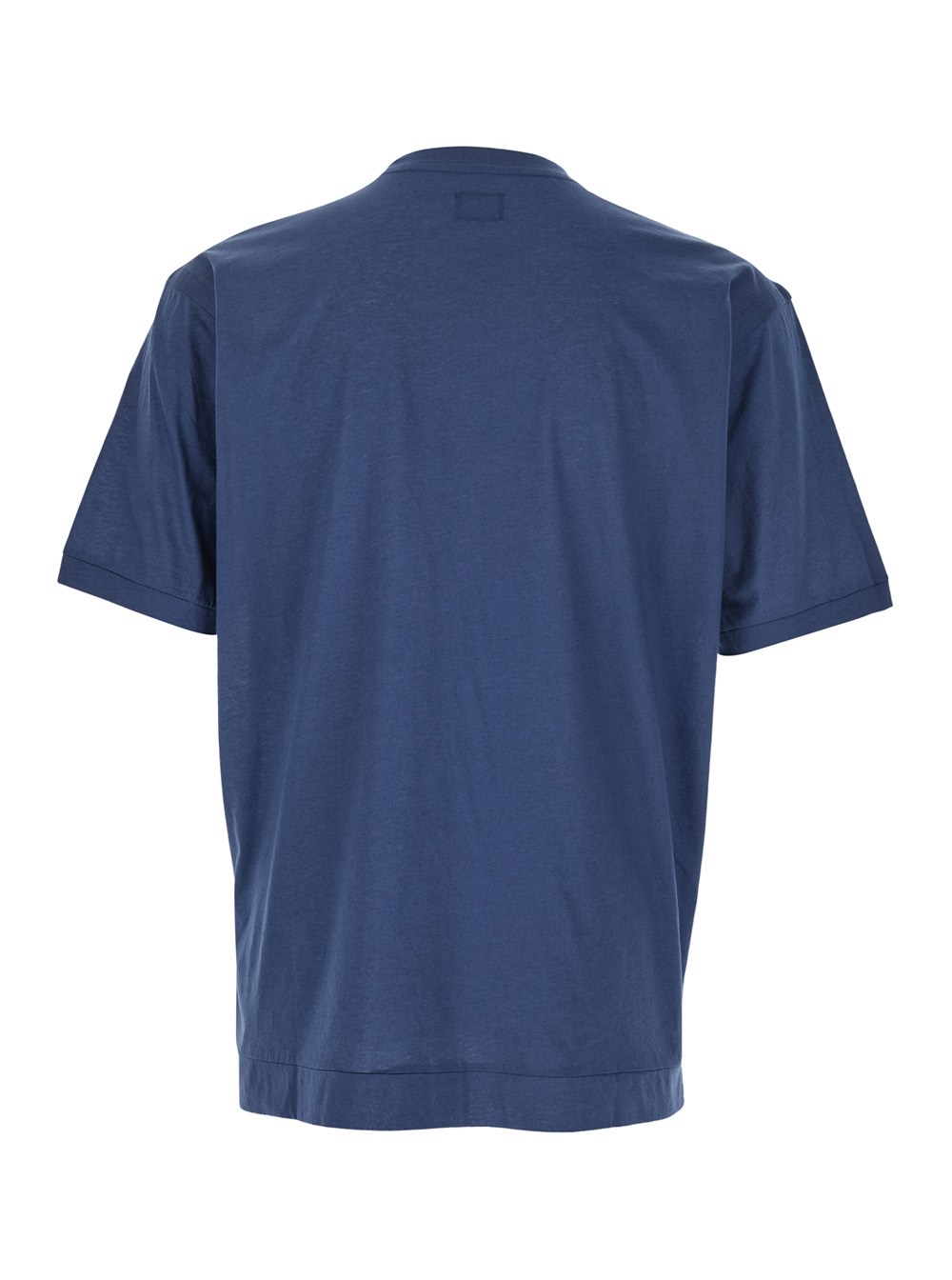 C.P. Company T-Shirt Girocollo con Ricamo Logo sul Fronte in Cotone Blu Uomo, view 2