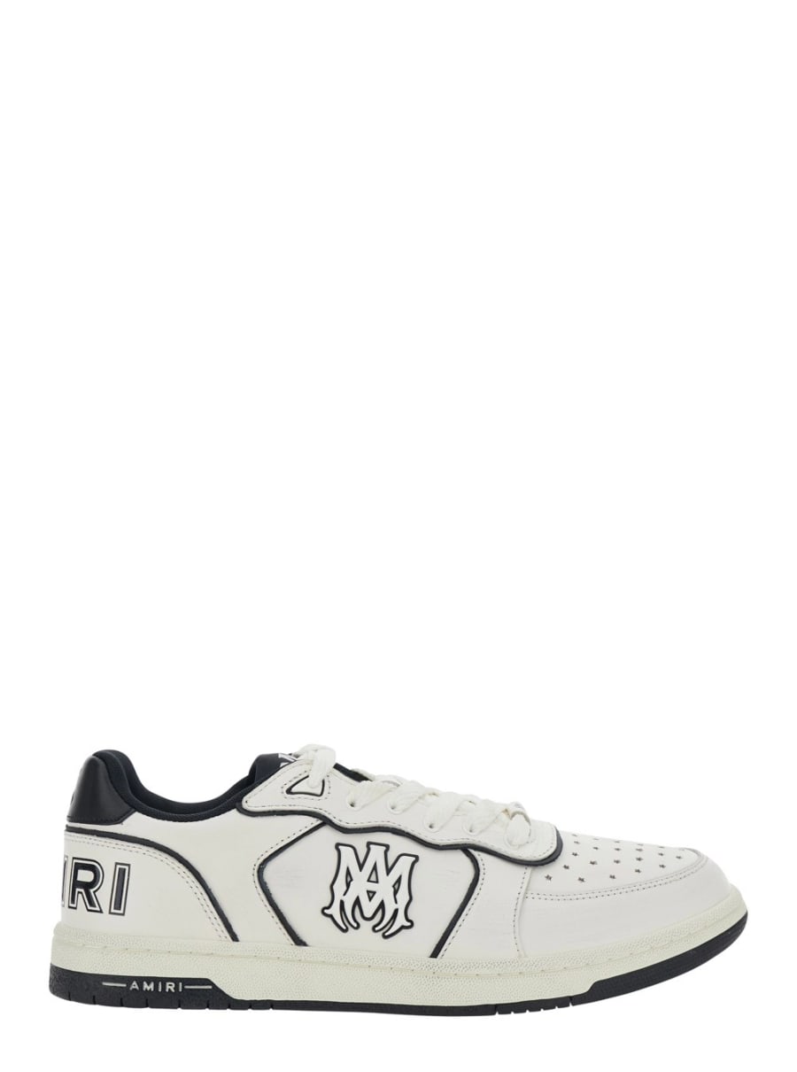 Amiri Sneakers 'NEWPORT' Low Top con Patch Logo sul Lato e Tallone a Contrasto con Logo Lettering in Pelle Bianca Uomo