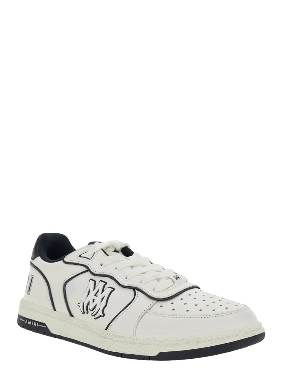 Amiri Sneakers 'NEWPORT' Low Top con Patch Logo sul Lato e Tallone a Contrasto con Logo Lettering in Pelle Bianca Uomo, view 2