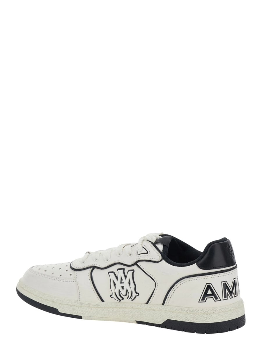 Amiri Sneakers 'NEWPORT' Low Top con Patch Logo sul Lato e Tallone a Contrasto con Logo Lettering in Pelle Bianca Uomo, view 3