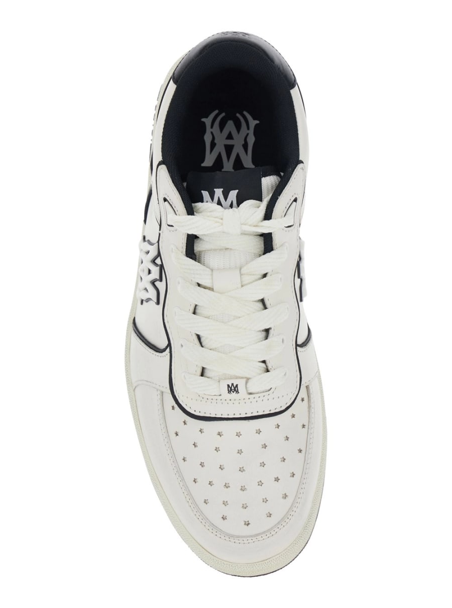 Amiri Sneakers 'NEWPORT' Low Top con Patch Logo sul Lato e Tallone a Contrasto con Logo Lettering in Pelle Bianca Uomo, view 4