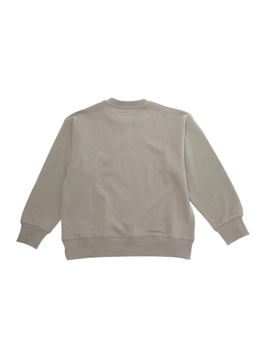 Mm6 maison margiela kids Felpa Girocollo 'Logo' con Stampa sul Fronte in Cotone Grigia Bambino, view 2