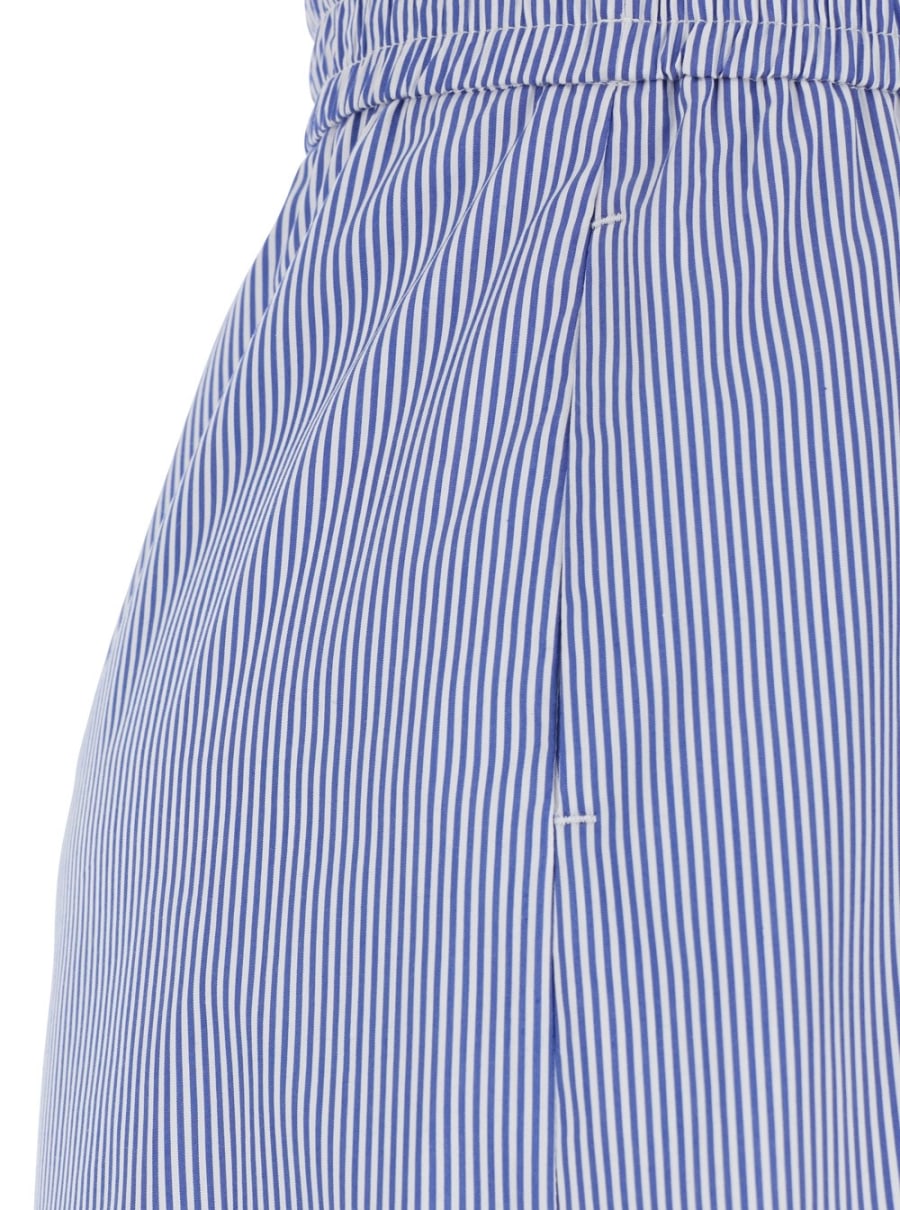 Leplain Shorts con Motivo a Righe e Vita Elasticizzata in Tessuto Azzurri Donna, view 3