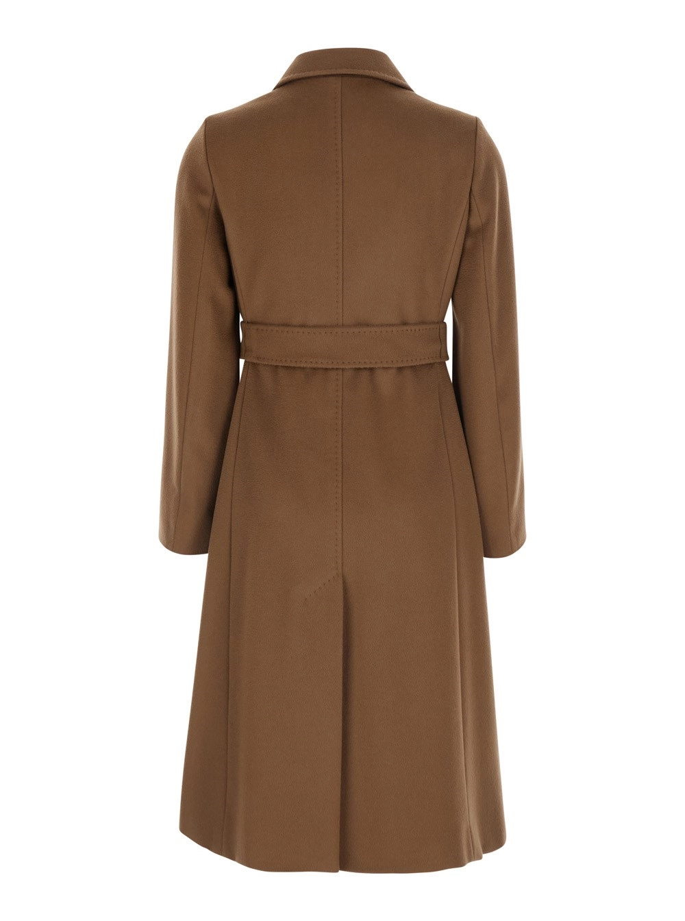 Max Mara Studio Cappotto con collo a camicia e cintura in vita in lana marrone donna, view 2