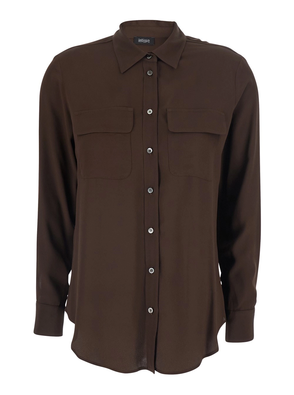Leplain Camicia con Tasche Applicate sul Fronte in Misto Seta Marrone Donna