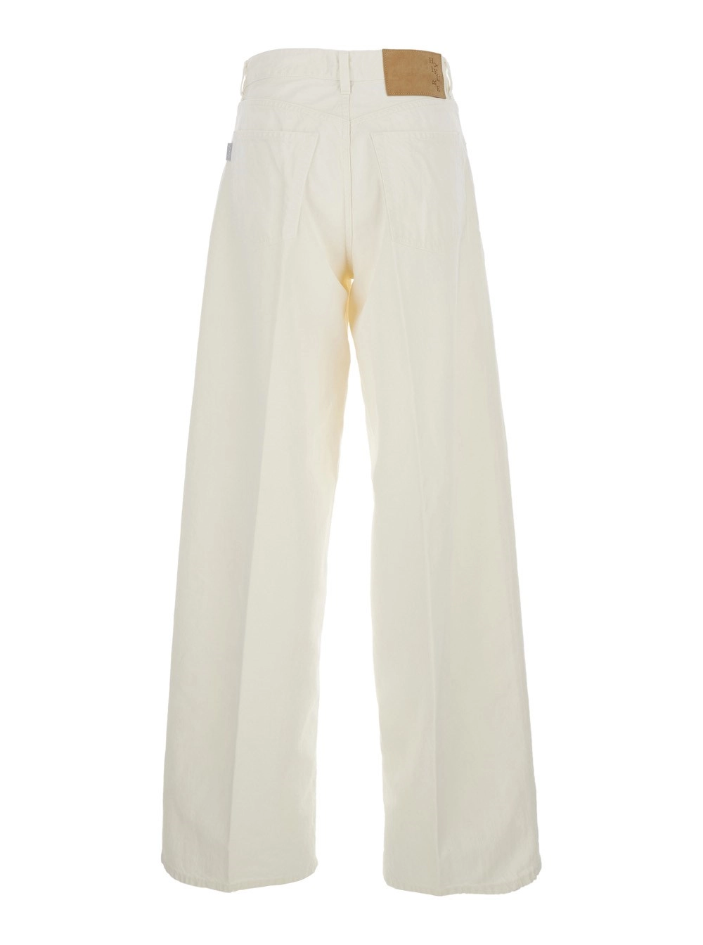 Haikure Jeans Bianchi con Passanti per Cintura e Patch Logo sul Retro in Denim Donna, view 2