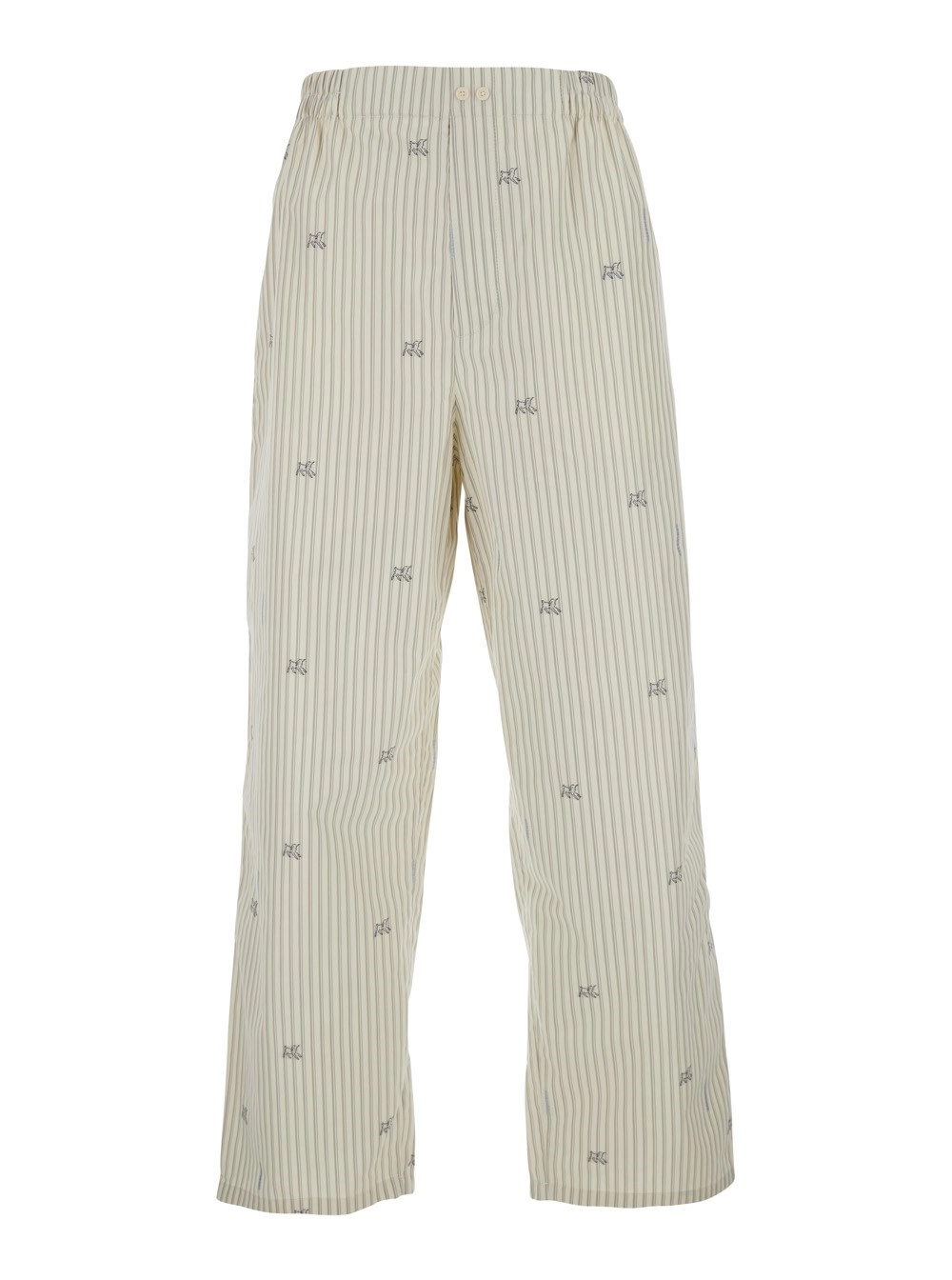 Jacquemus Pantaloni con vita elasticizzata e Design a righe in Cotone Beige Uomo