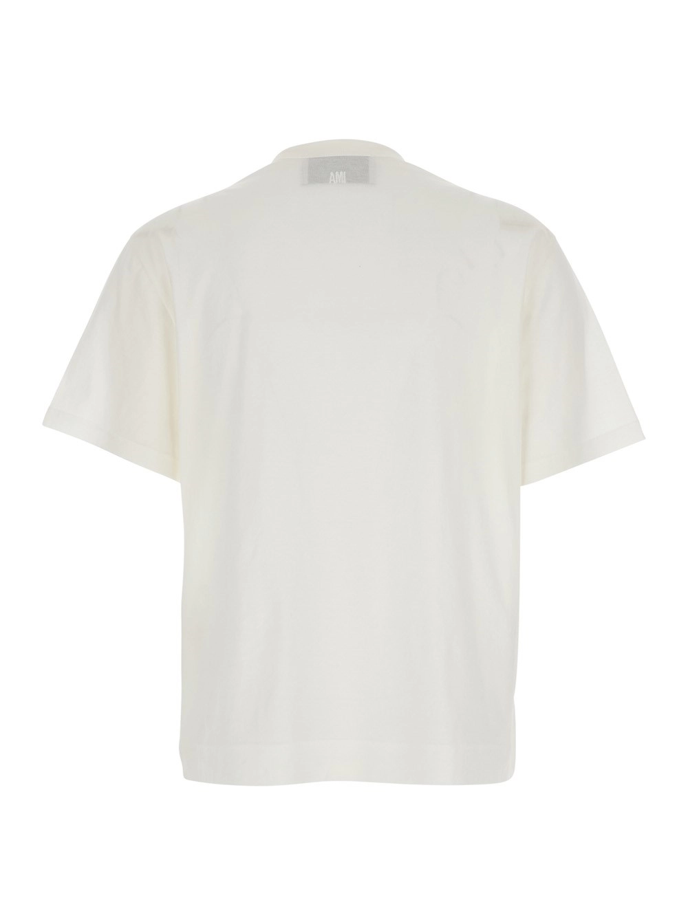 AMI Paris T-Shirt Bianco con Patch AMI de Coeur in Cotone Bianca Donna, view 2