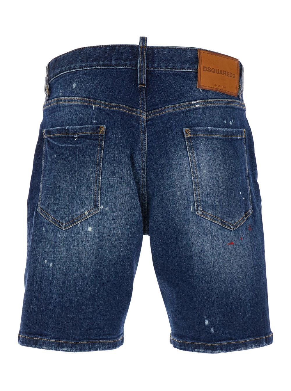 Dsquared2 Shorts 'Marine' con Patch Logo sul Retro e Dettagli Strappati in Denim Blu Uomo, view 2