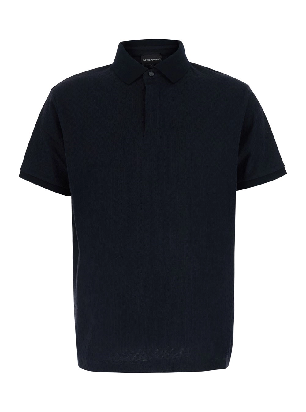 Emporio Armani Polo con colletto classico e ricamo logo sul fronte in cotone jacquard blu uomo