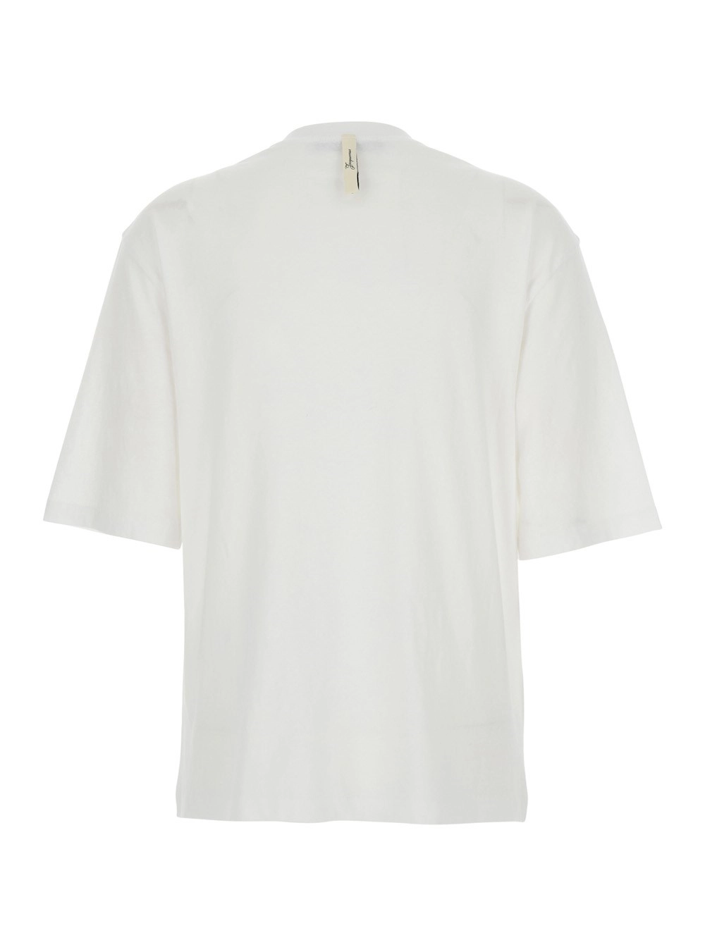 Jacquemus T-Shirt Bianco con Scollo Rotondo e Logo sul Fronte in Cotone Donna, view 2