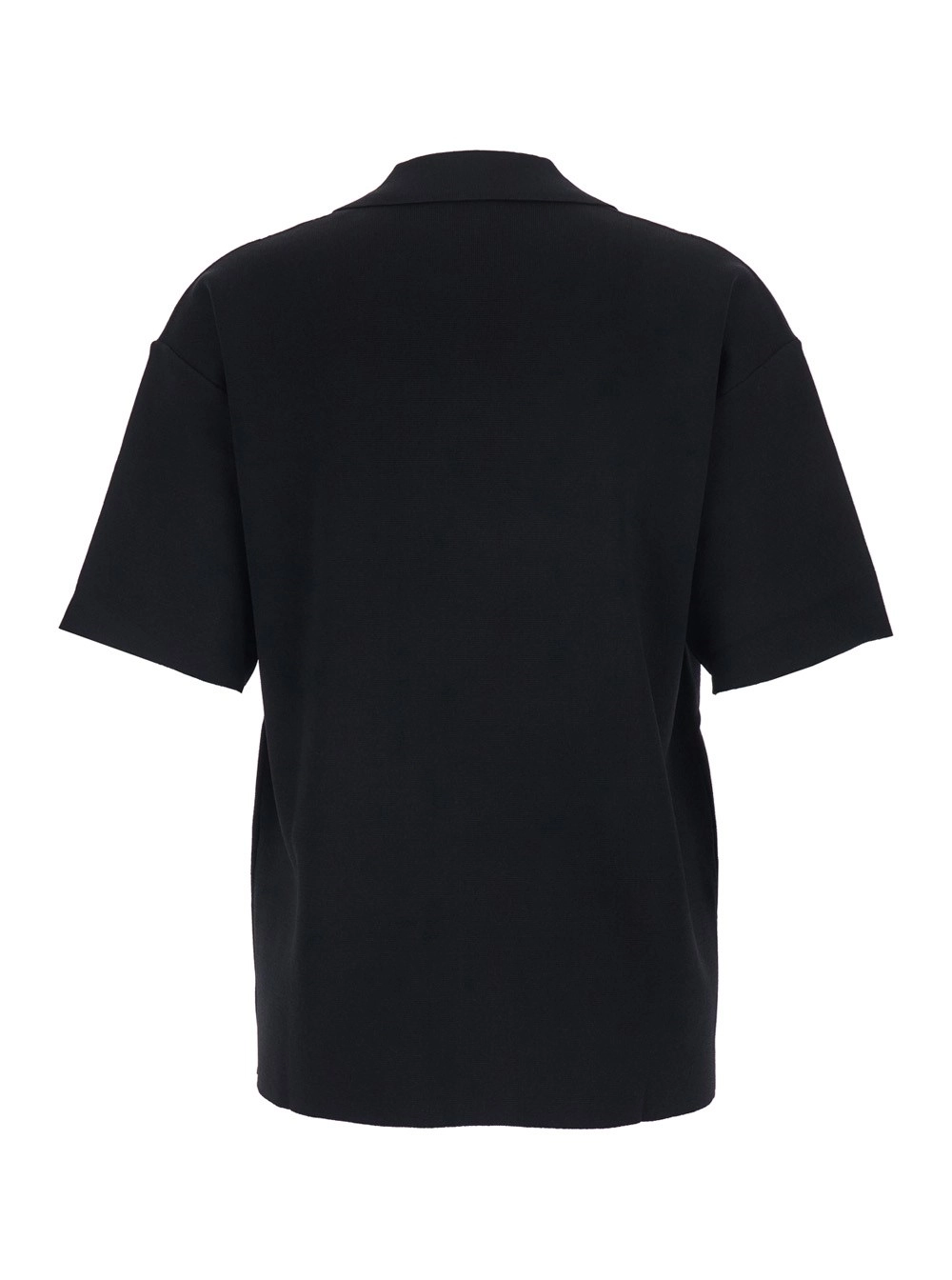 P.A.R.O.S.H. Polo con Spalle Scese e Scollo a V in Misto Viscosa Nera Donna, view 2