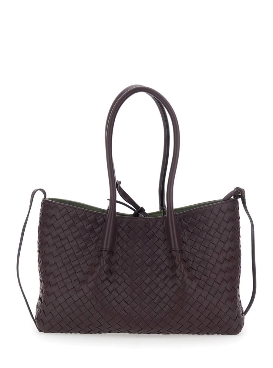Bottega Veneta Borsa a Spalla 'Pinacoteca' Media con Motivo Intrecciato in Pelle Bordeaux Donna