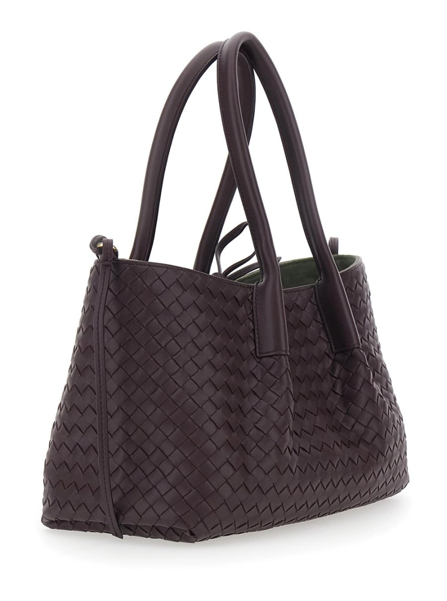 Bottega Veneta Borsa a Spalla 'Pinacoteca' Media con Motivo Intrecciato in Pelle Bordeaux Donna, view 3