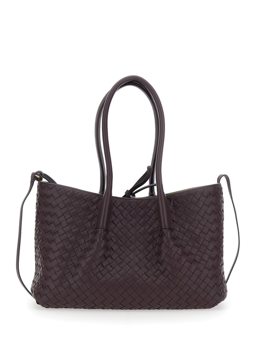 Bottega Veneta Borsa a Spalla 'Pinacoteca' Media con Motivo Intrecciato in Pelle Bordeaux Donna, view 4