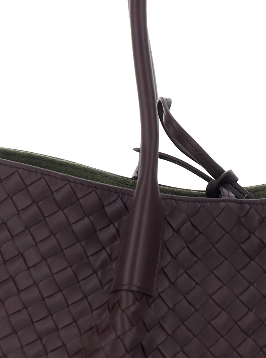 Bottega Veneta Borsa a Spalla 'Pinacoteca' Media con Motivo Intrecciato in Pelle Bordeaux Donna, view 5