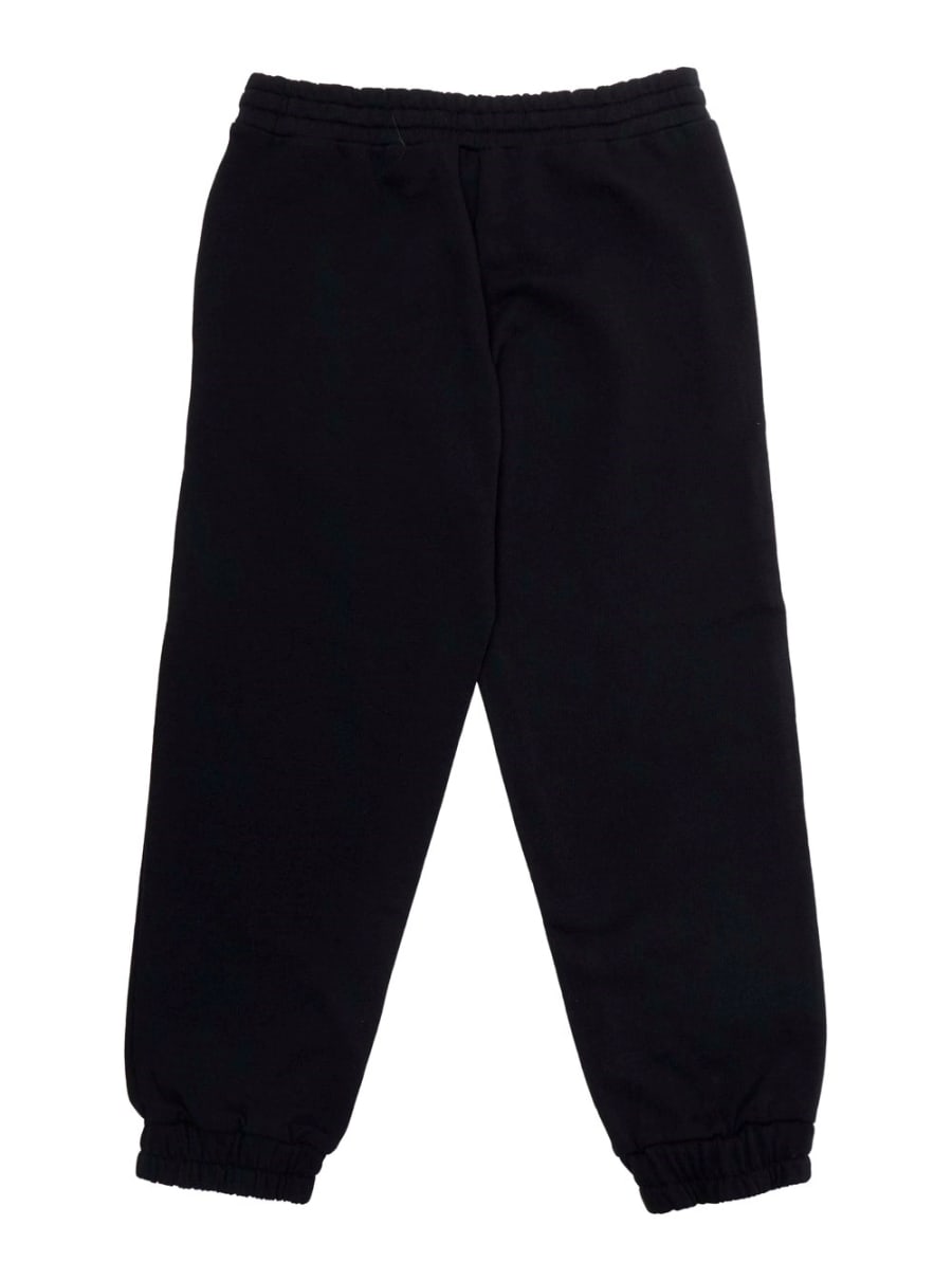 N°21 kids Pantalone con Vita Elasticizzata con Coulisse e Maxi Logo sul Fronte in Cotone Nero Bambino, view 2