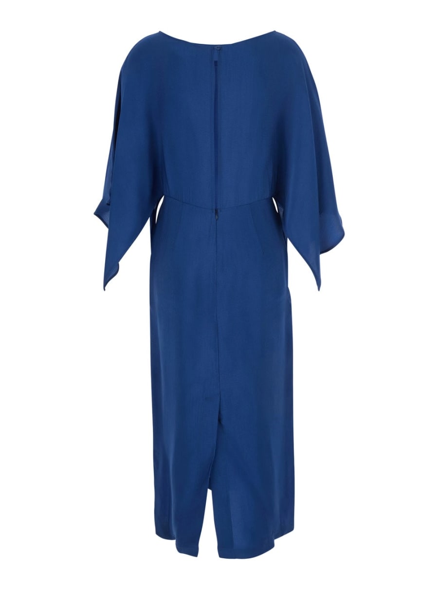 Merci Abito con chiusura con zip sul retro e maniche con ruches in cotone blu donna, view 2