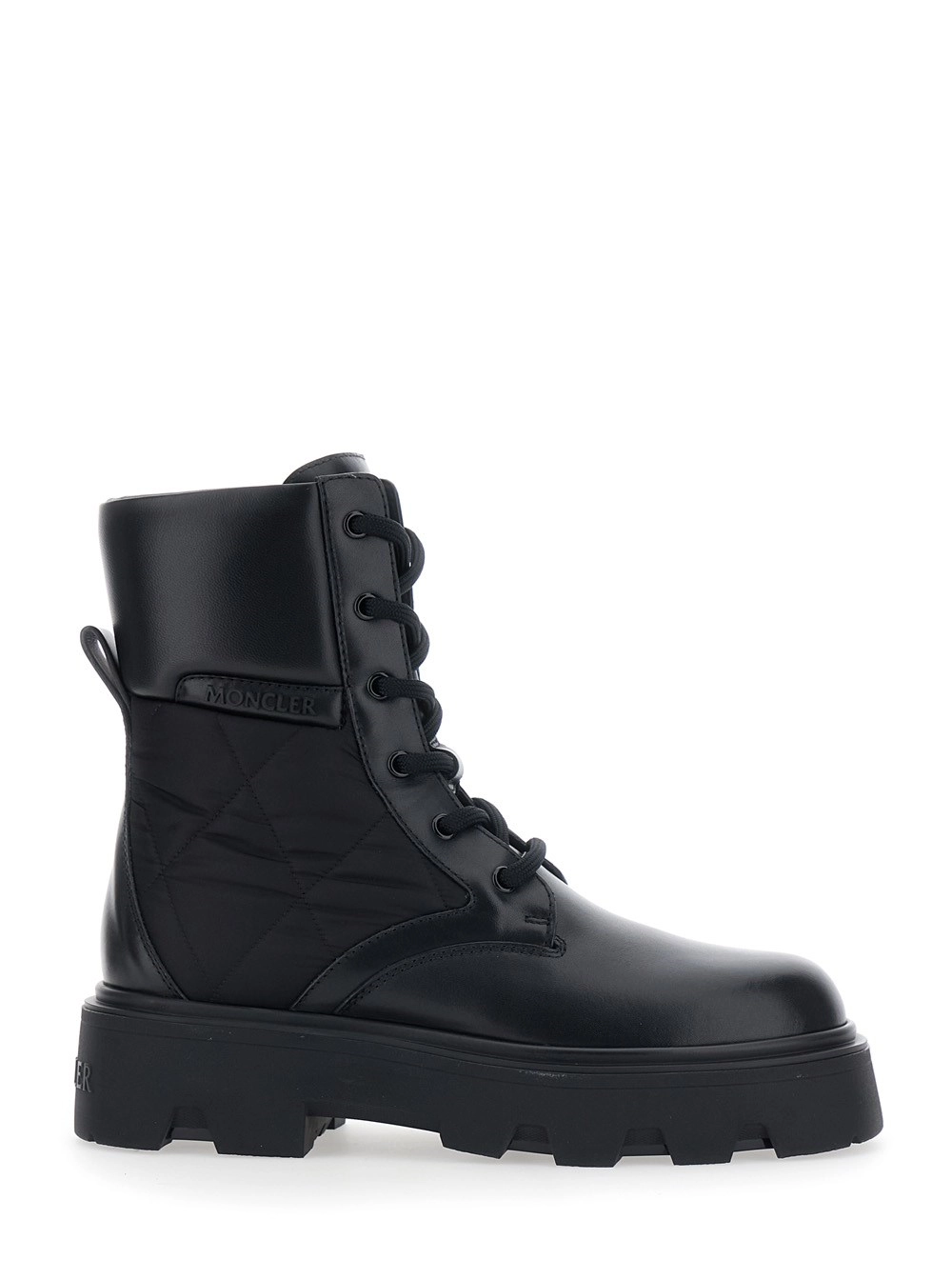 Moncler Stivaletti 'Aurea' con Design Slip-On e Logo Lettering sul Lato in Pelle Neri Donna