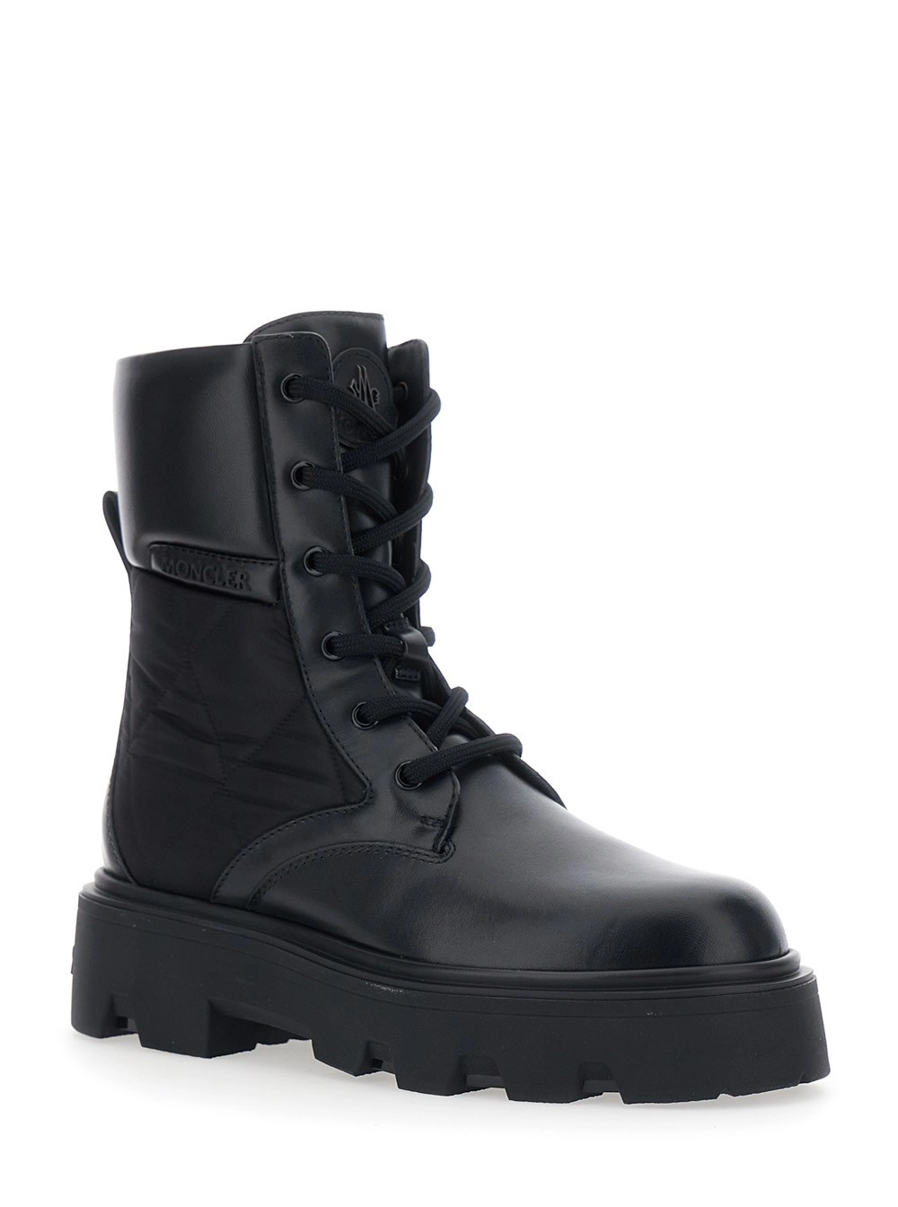 Moncler Stivaletti 'Aurea' con Design Slip-On e Logo Lettering sul Lato in Pelle Neri Donna, view 2