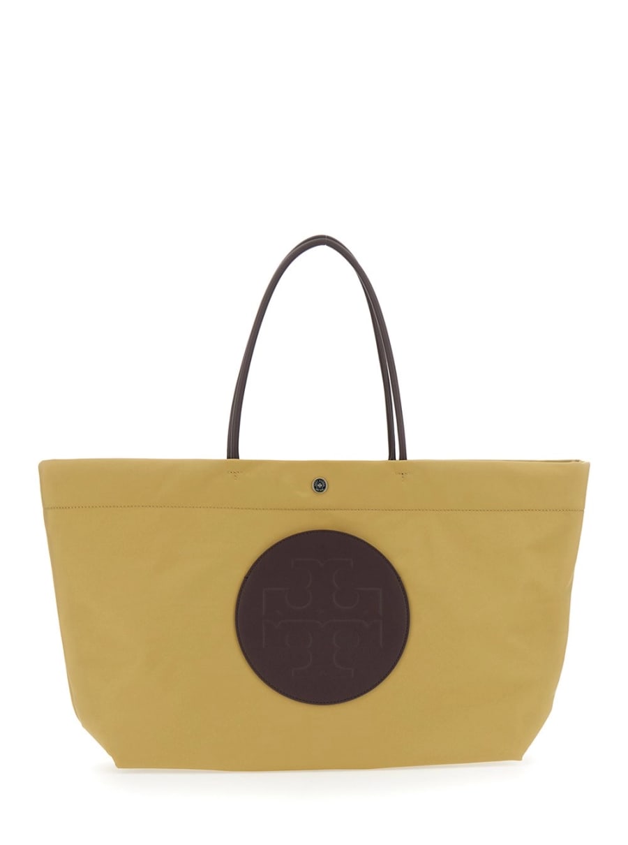 Tory Burch Borsa Shopping 'Ella Twist' con Due Manici Superiori e Logo sul Fronte in Ecopelle Gialla Donna