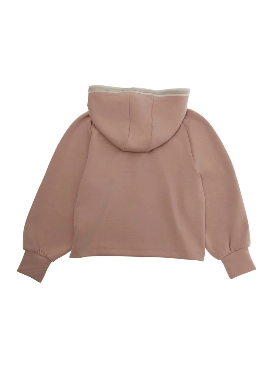 Emporio armani kids Felpa con cappuccio fisso e ricamo logo sul fronte in tessuto tecnico stretch rosa bambina, view 2