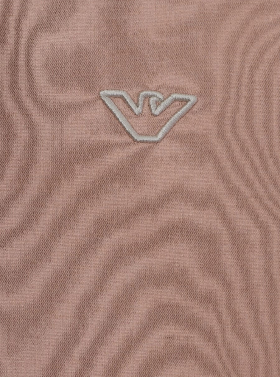 Emporio armani kids Felpa con cappuccio fisso e ricamo logo sul fronte in tessuto tecnico stretch rosa bambina, view 3