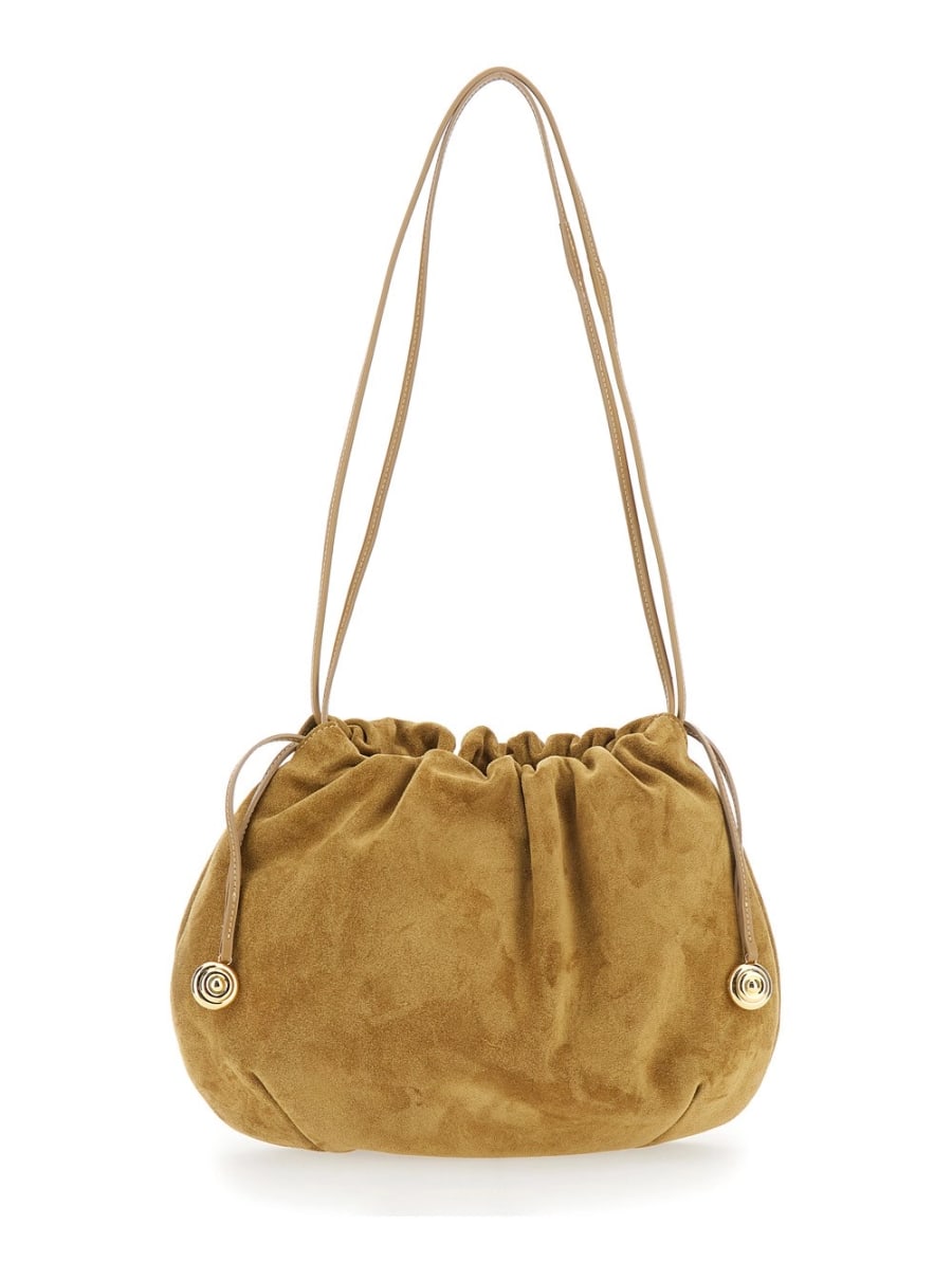 Liffner Clutch con Charm e Chiusura a Coulisse in Pelle Scamosciata Beige Donna