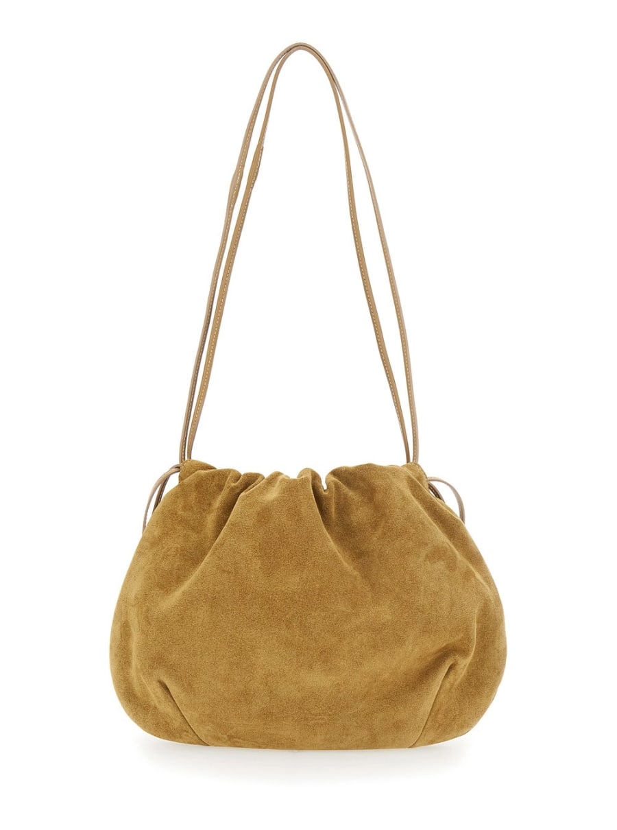 Liffner Clutch con Charm e Chiusura a Coulisse in Pelle Scamosciata Beige Donna, view 4