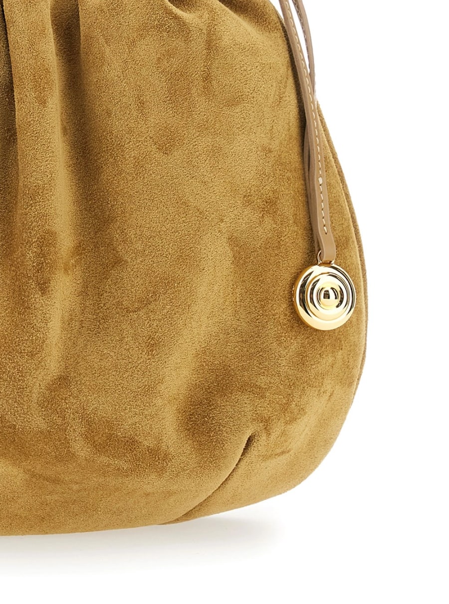 Liffner Clutch con Charm e Chiusura a Coulisse in Pelle Scamosciata Beige Donna, view 5
