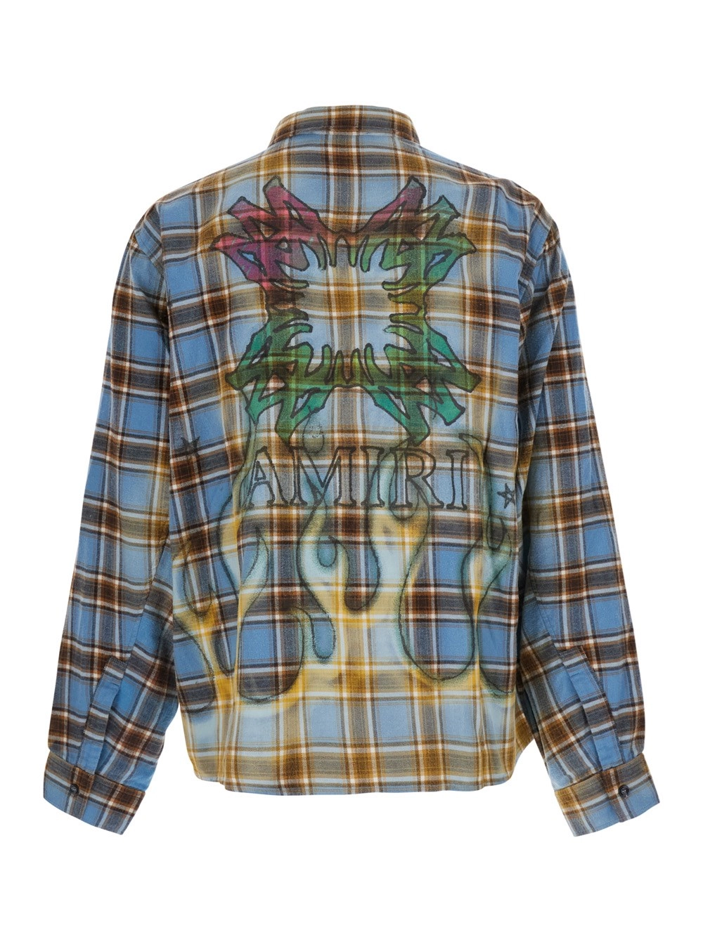 Amiri Camicia con motivo a righe all-over e logo sul fronte e sul retro in Cotone multicolor uomo, view 2