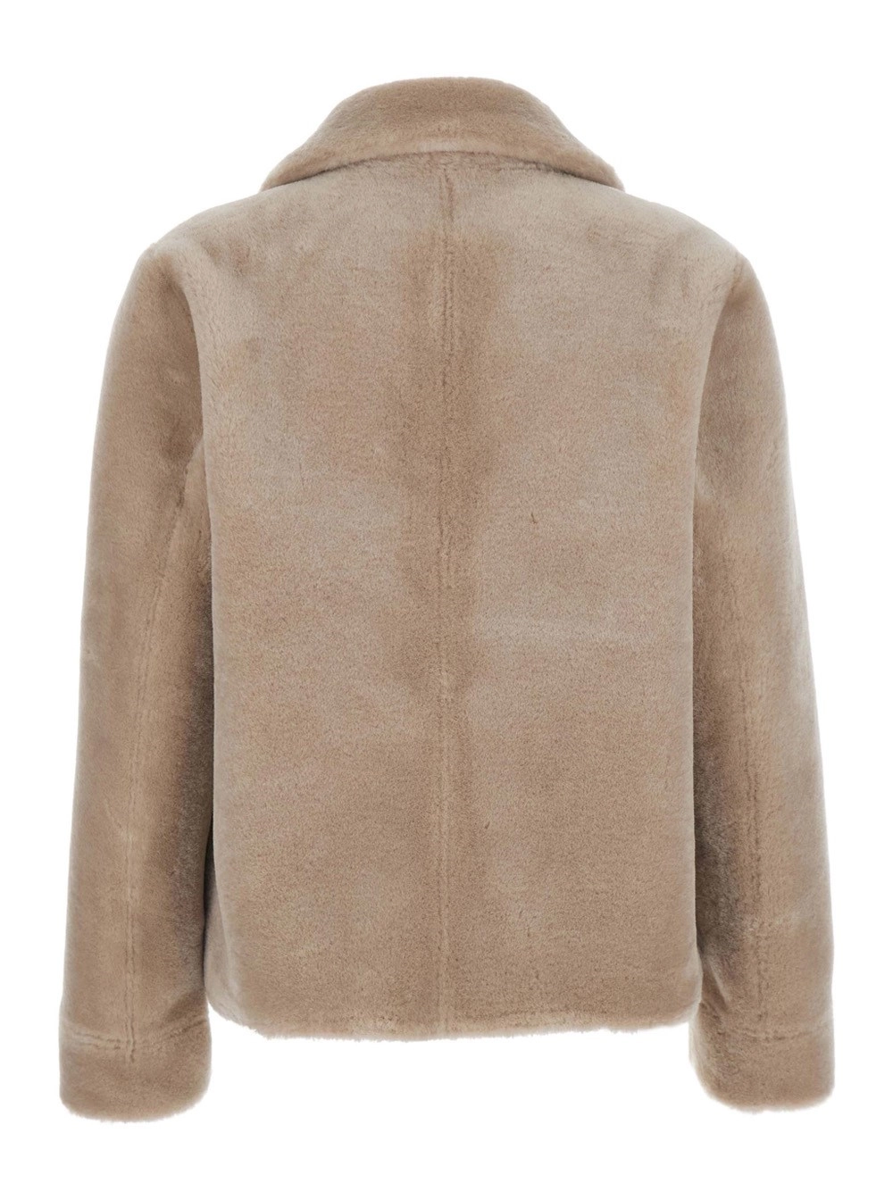 Urbancode Cappotto montone con collo a revers e design reversibile in eco-pelliccia beige donna, view 2