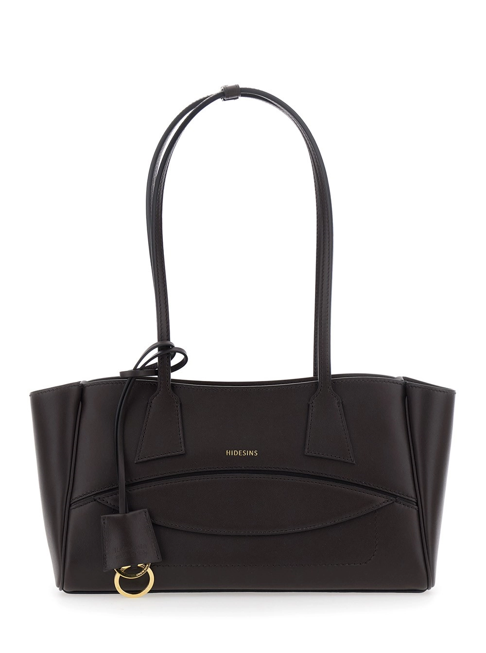Hidesins Borsa a Spalla Piccola con Tasca sul Fronte e Logo Lettering sul Fronte in Pelle Marrone Donna