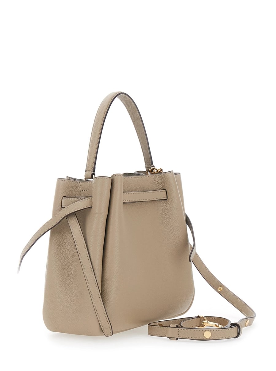 Tory Burch Borsa a Mano 'Romy' con Tracolla Regolabile e Chiusura a Coulisse in Pelle Beige Donna, view 3