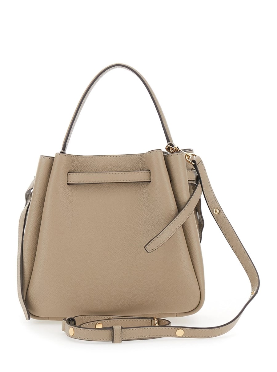 Tory Burch Borsa a Mano 'Romy' con Tracolla Regolabile e Chiusura a Coulisse in Pelle Beige Donna, view 4