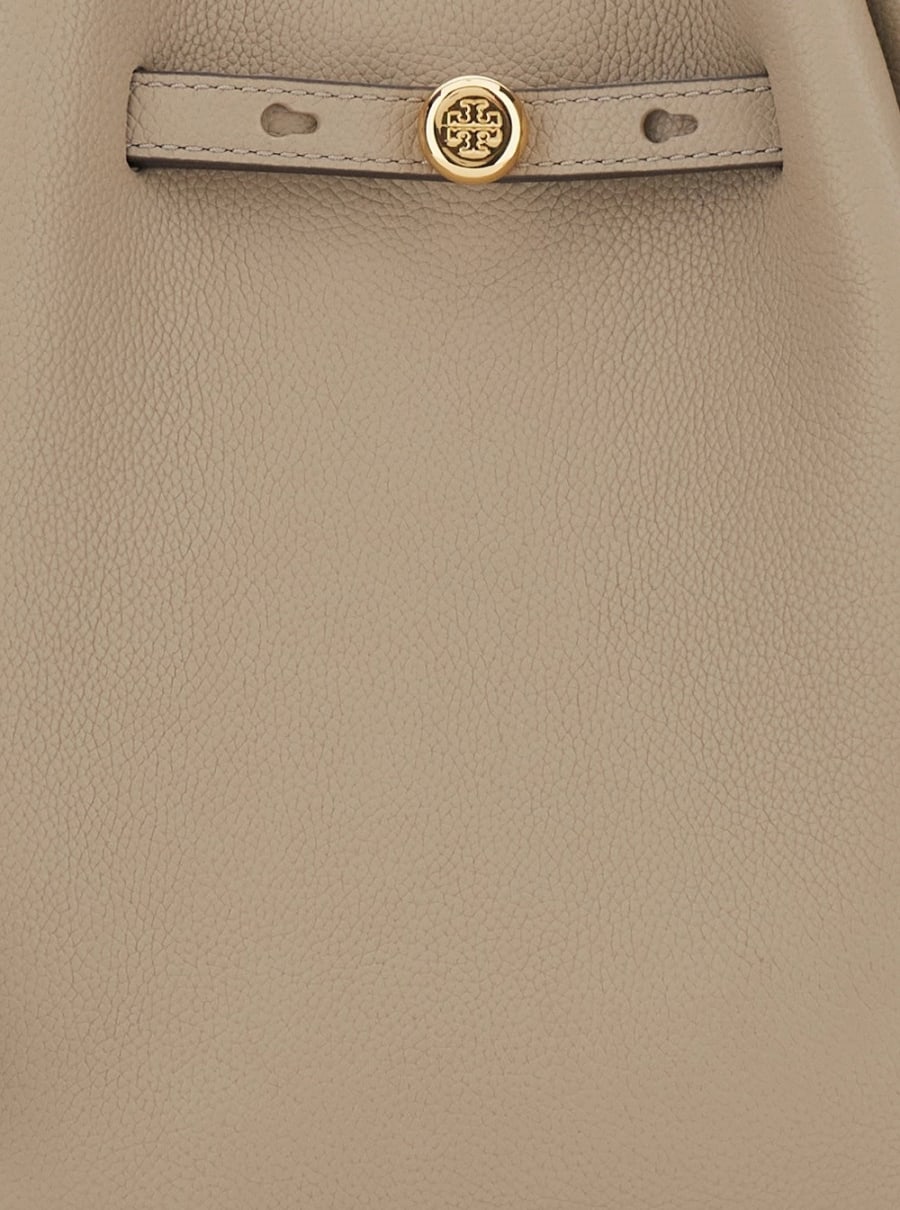 Tory Burch Borsa a Mano 'Romy' con Tracolla Regolabile e Chiusura a Coulisse in Pelle Beige Donna, view 5