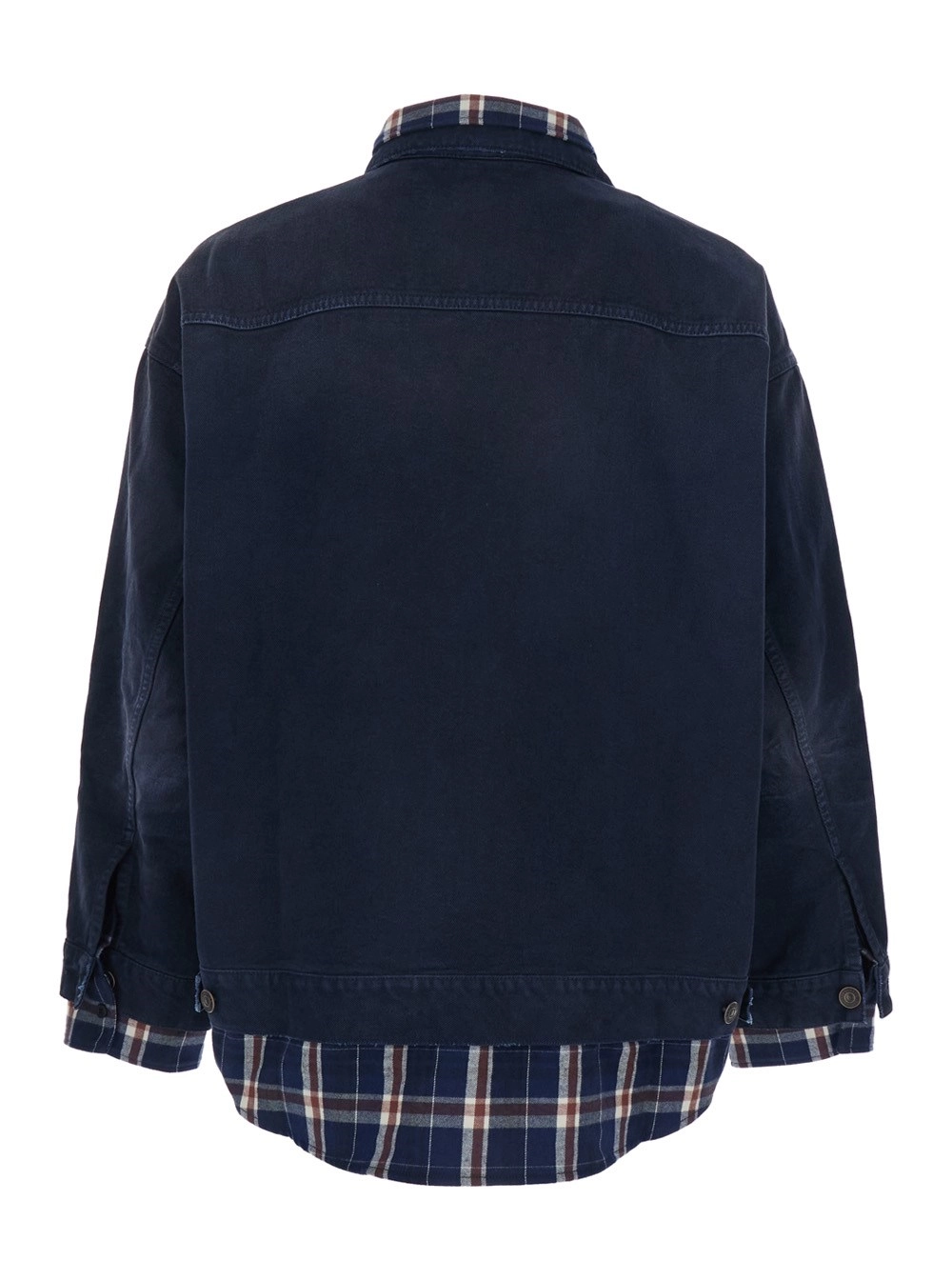 Balenciaga Giubotto con effetto double layer e motivo a righe in cotone blu uomo, view 2
