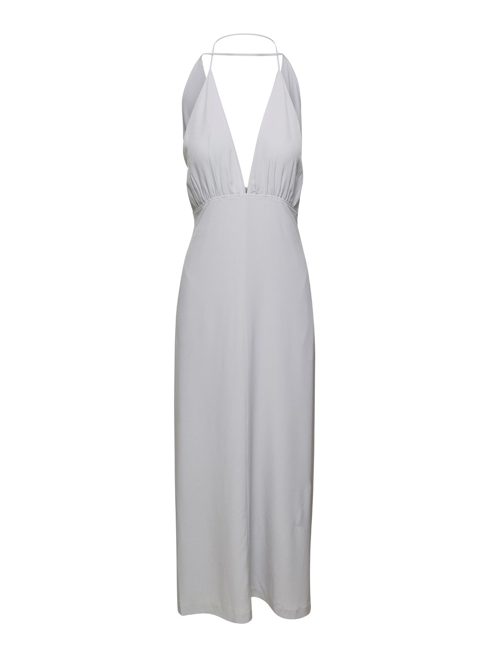 Toteme Abito Midi Scollo a V Grigio in Seta Donna
