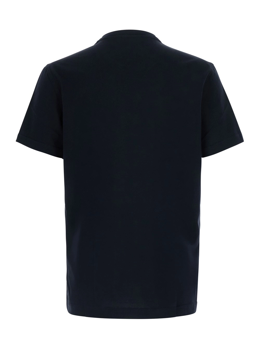 Dolce & Gabbana T-shirt girocollo con patch logo sul collo in cotone blu uomo, view 2