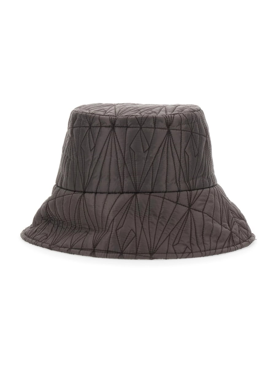 Rick owens x moncler Cappello da Pescatore 'Rick Owens X Moncler' con Patch Logo sul Fronte e Ricamo Logo All-Over in Tessuto Tecnico Marrone Unisex, view 2