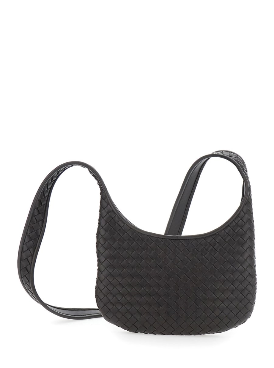 Bottega Veneta Borsa a Spalla 'Veneto' Piccola con Tracolla Fissa e Motivo Intrecciato All-Over in Pelle Marrone Uomo