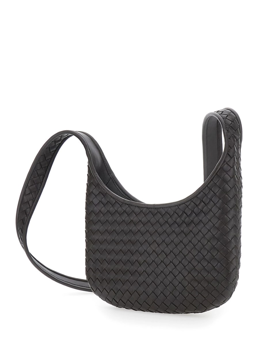 Bottega Veneta Borsa a Spalla 'Veneto' Piccola con Tracolla Fissa e Motivo Intrecciato All-Over in Pelle Marrone Uomo, view 2