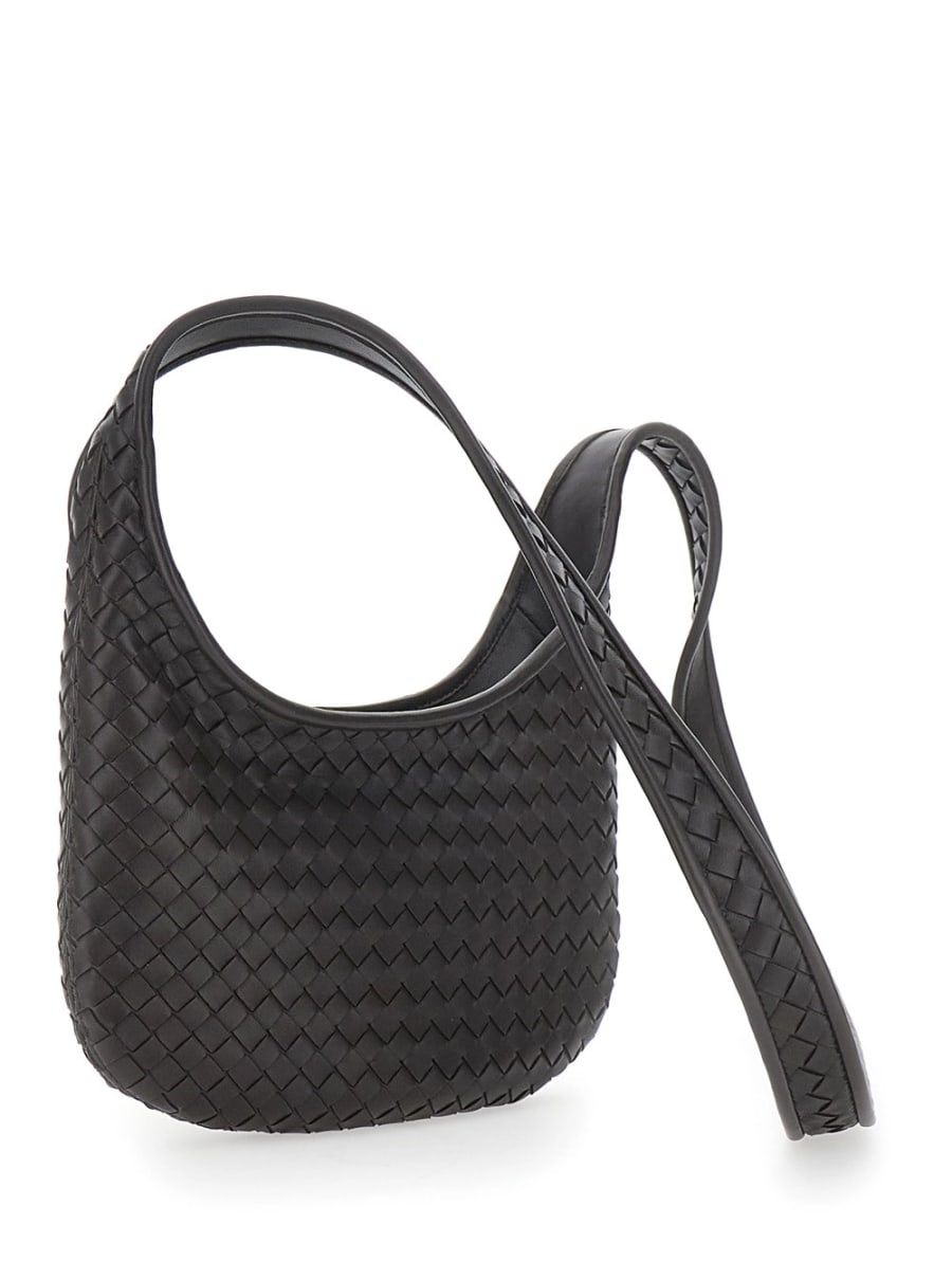 Bottega Veneta Borsa a Spalla 'Veneto' Piccola con Tracolla Fissa e Motivo Intrecciato All-Over in Pelle Marrone Uomo, view 3
