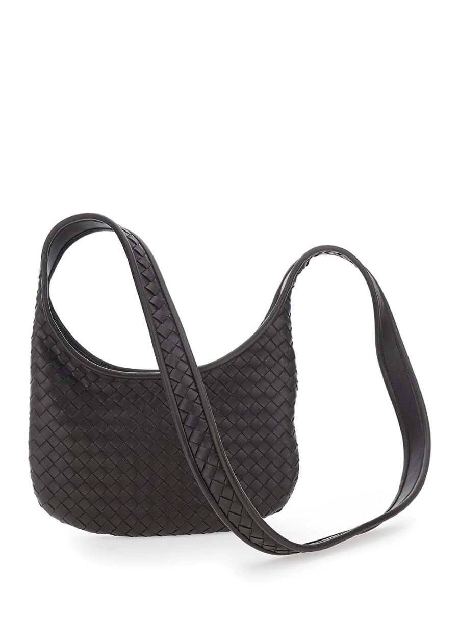 Bottega Veneta Borsa a Spalla 'Veneto' Piccola con Tracolla Fissa e Motivo Intrecciato All-Over in Pelle Marrone Uomo, view 4