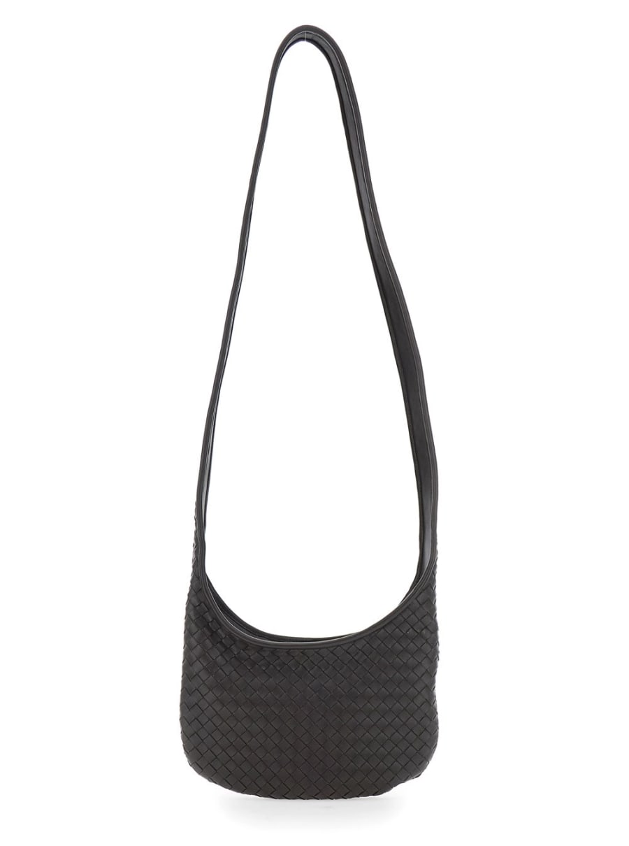 Bottega Veneta Borsa a Spalla 'Veneto' Piccola con Tracolla Fissa e Motivo Intrecciato All-Over in Pelle Marrone Uomo, view 5