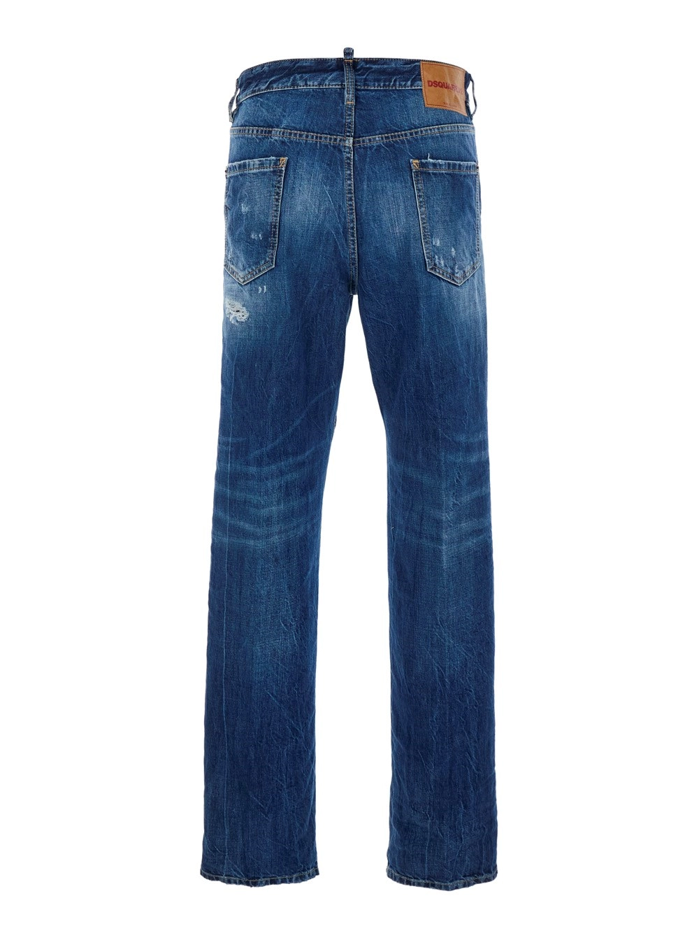 Dsquared2 Jeans '642' con Dettagli Strappati All-Over e Patch Logo sul Retro in Denim Blu Uomo, view 2