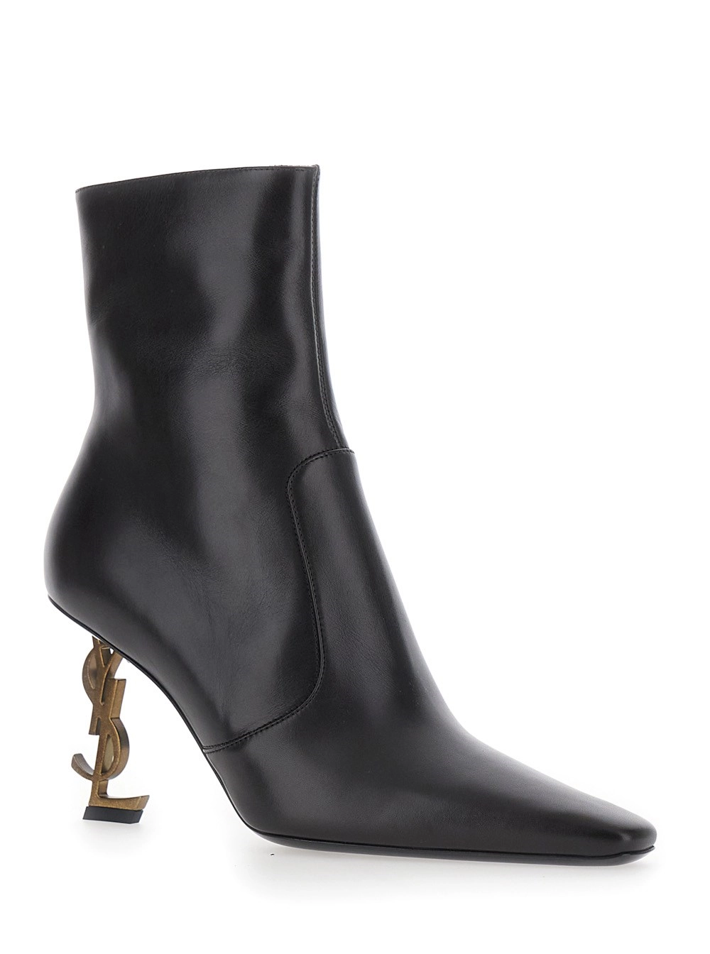 Saint Laurent Stivaletti 'VICKY' con design a punta e tacco con logo in pelle marrone donna, view 2