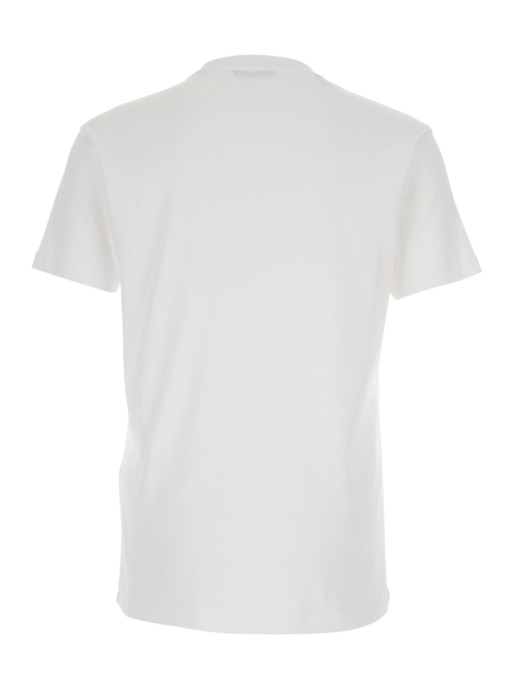 Tom Ford T-Shirt Girocollo con Ricamo Logo sul Fronte e Design Traforato in Cotone Bianco Uomo, view 2